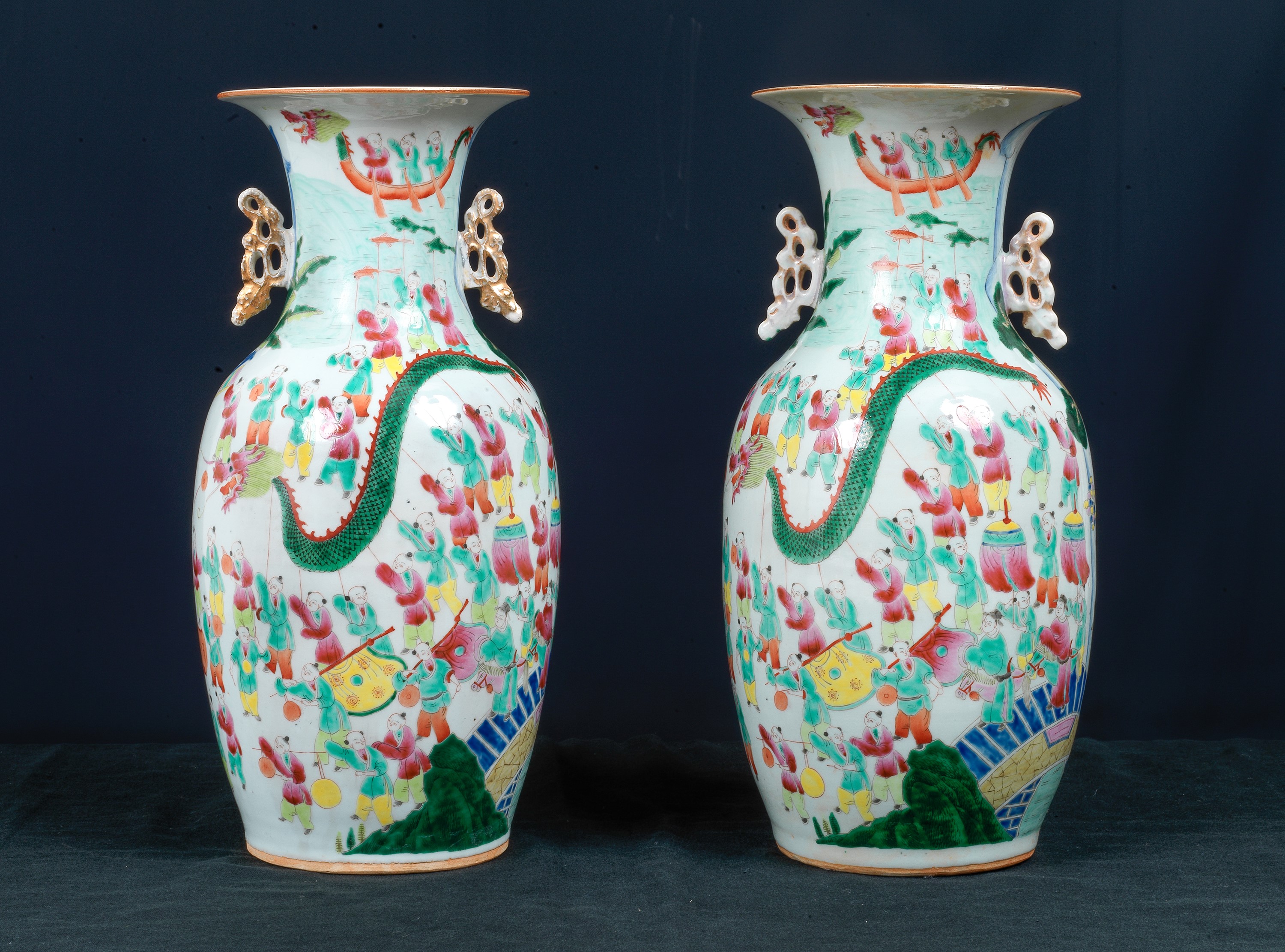 Coppia di vasi cinesi in porcellana Famiglia Rosa