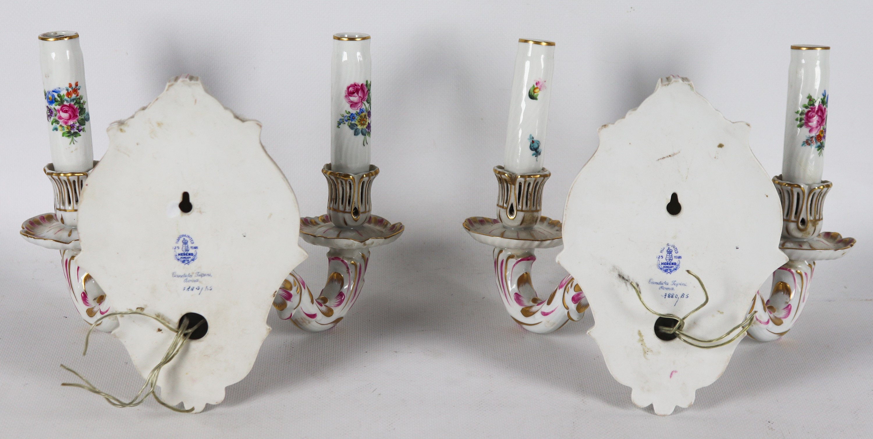 Coppia di appliques in porcellana Herend, decoro Apponnyi