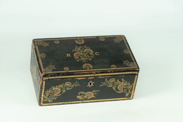 Black lacquered wooden box