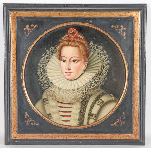 Pittore Italiano Fine XIX Secolo - "Ritratto dell'Arciduchessa Isabella Clara Eugenia di Spagna"