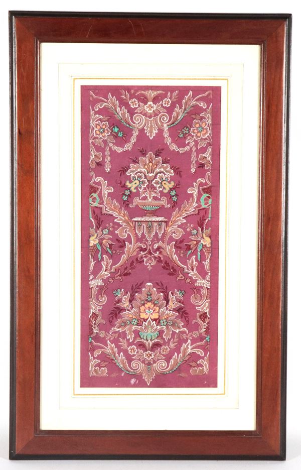 "Allegoria architettonica con volute di fiori", piccolo pannello dipinto su carta