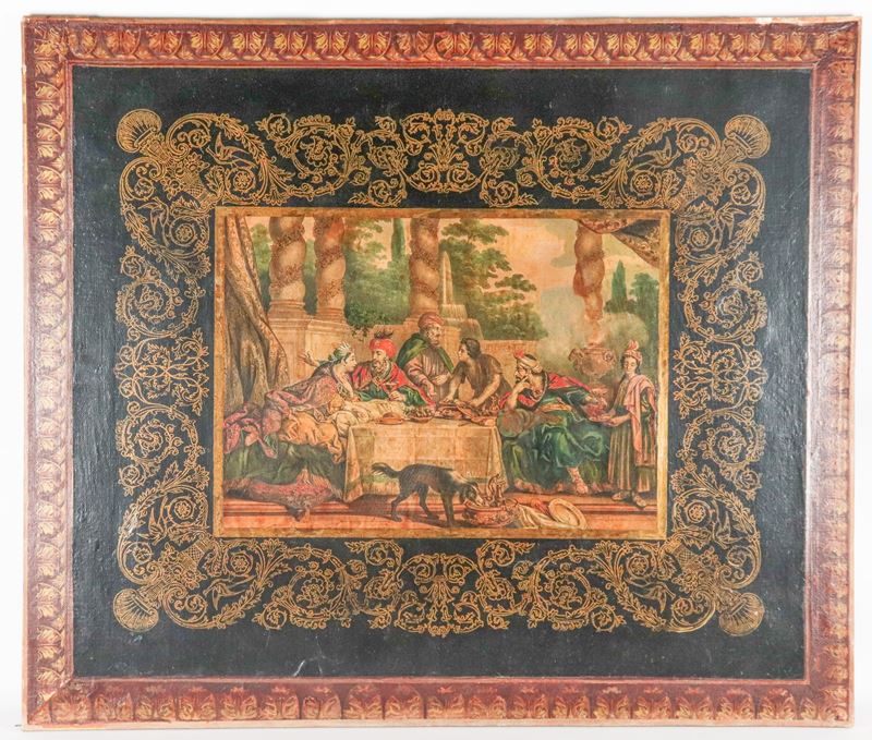 "Le festin", pannello dipinto su tela