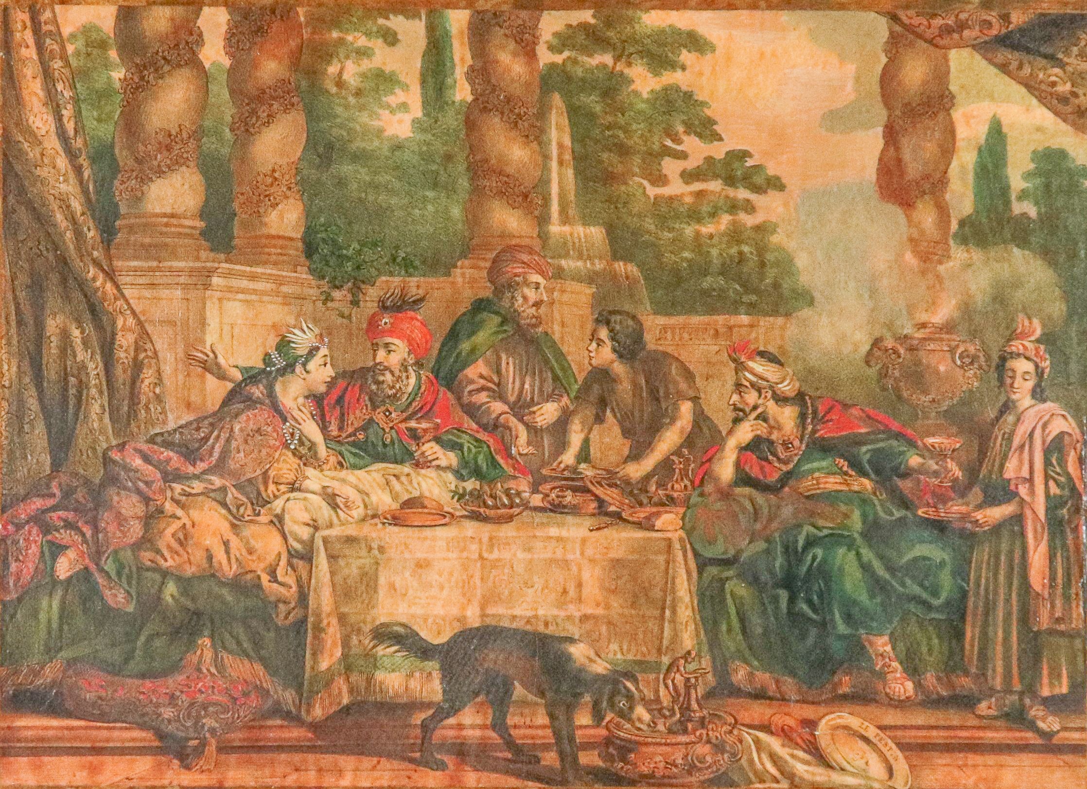 "Le festin", pannello dipinto su tela