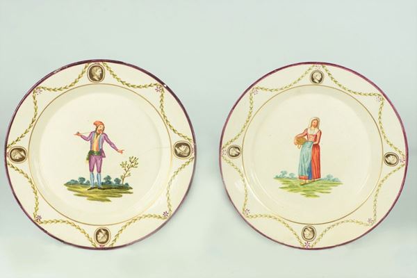 Pair of Giustiniani earthenware plates