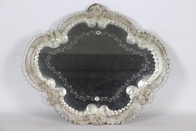 Piccola specchiera veneziana in vetro di Murano