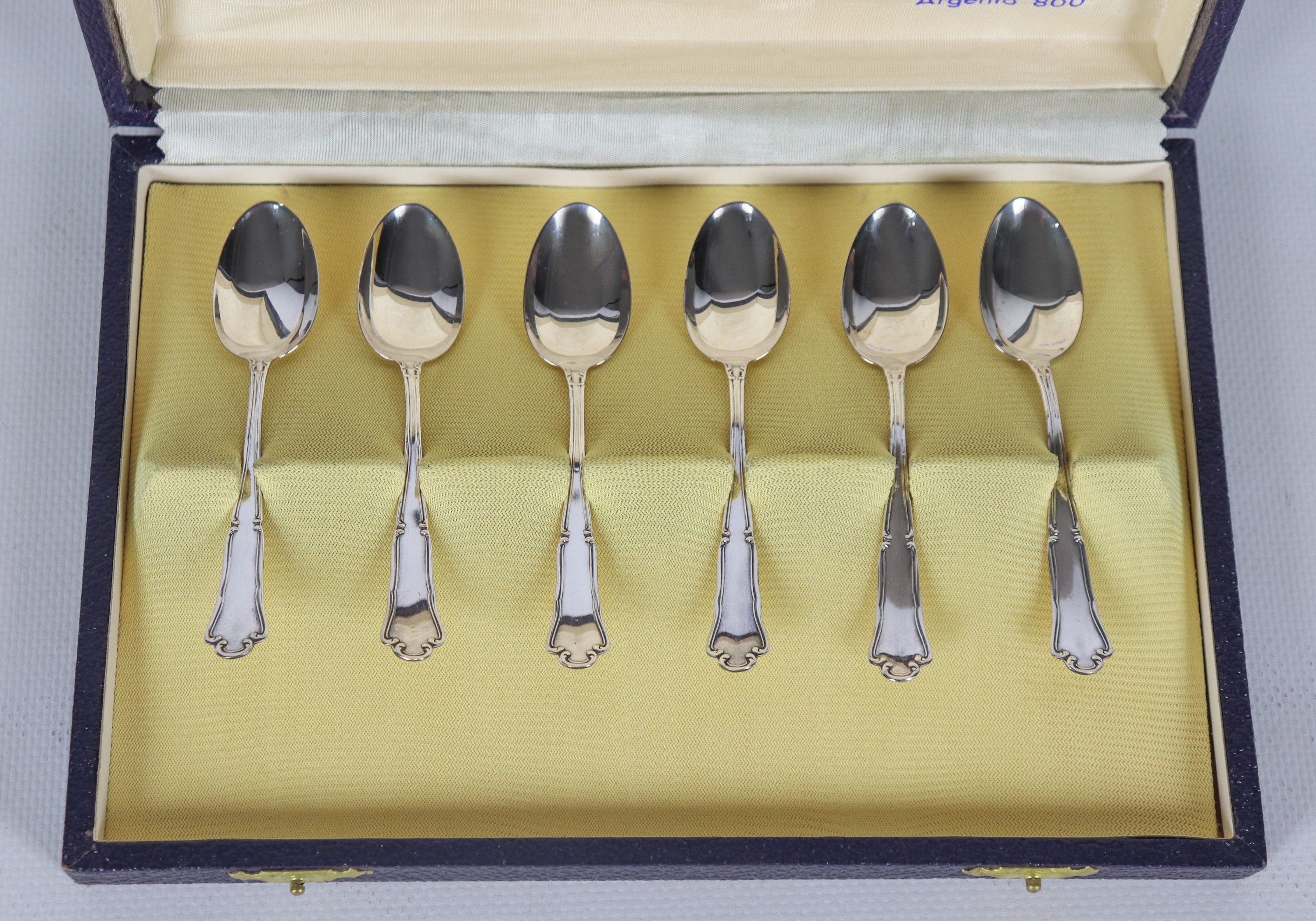 Lotto di sei cucchiaini da caffè in argento, gr. 40