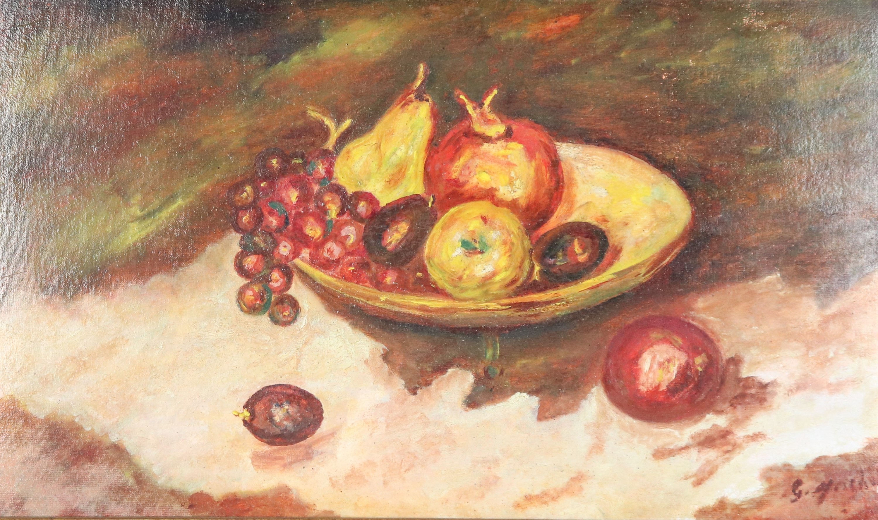 Firmato. "Natura morta di frutta"