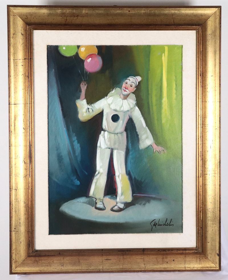 Firmato. "Clown con palloncini"