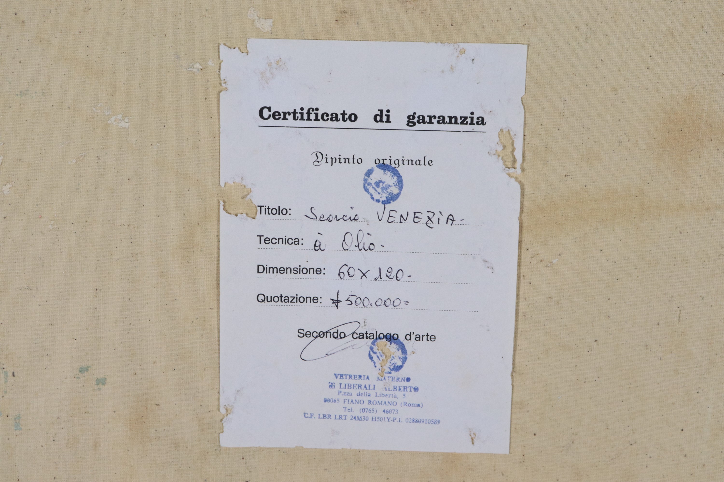 Firmato. "Veduta di Venezia con la Chiesa della Salute"