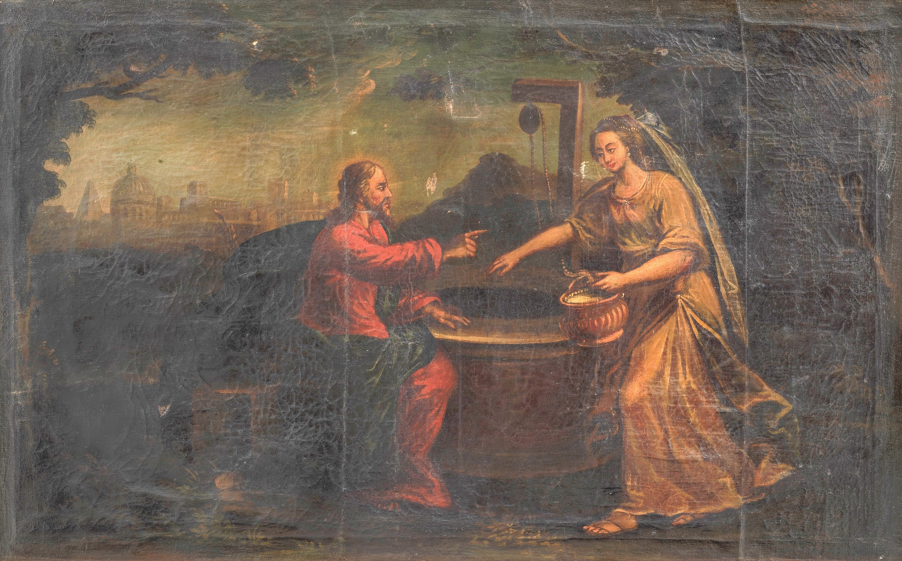 'La Samaritana al pozzo e Roma sullo sfondo'