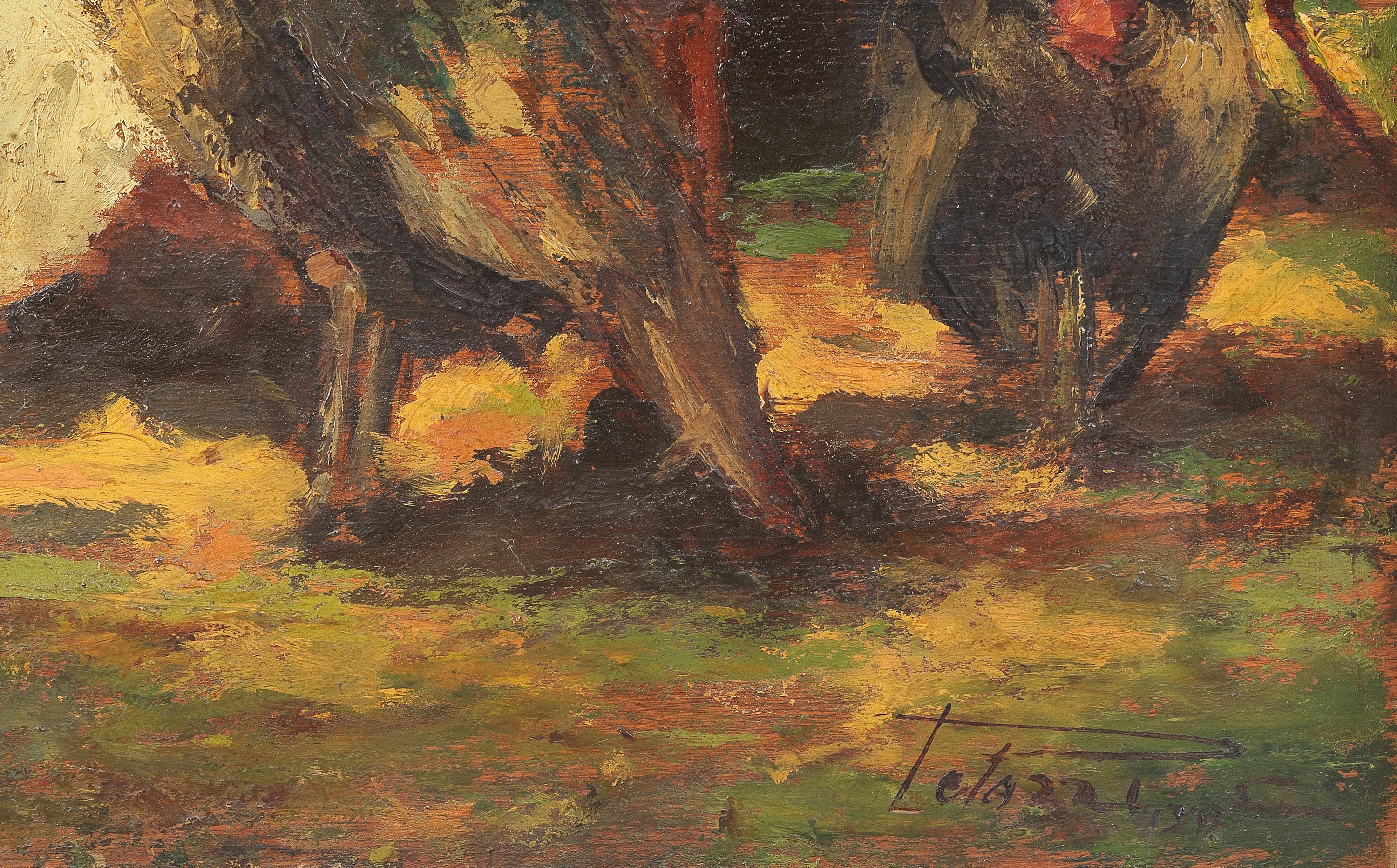 Firmato. 'Contadine con tacchini'