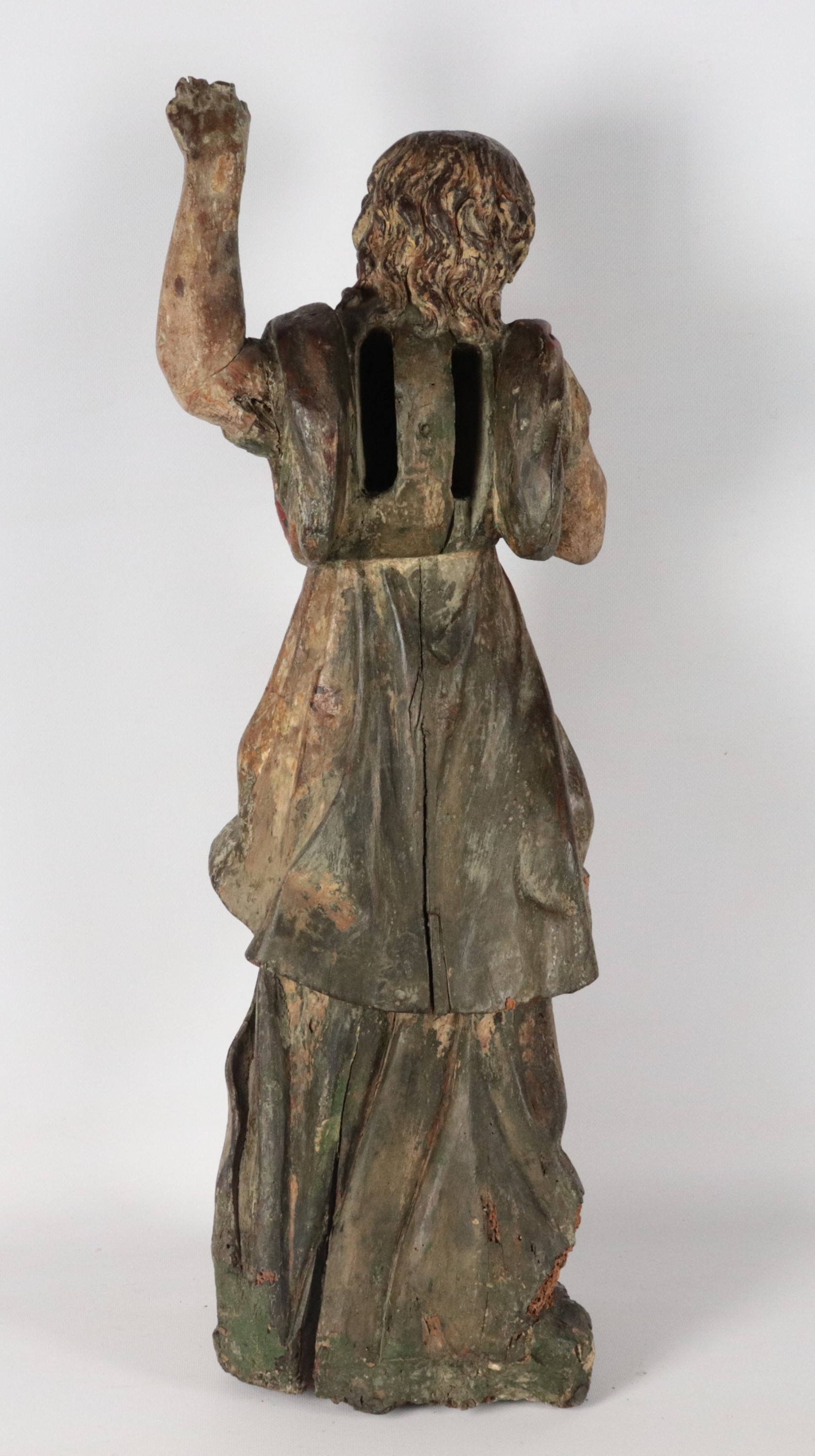 "Angelo", antica scultura lignea con tracce di policromia, doratura e argentatura