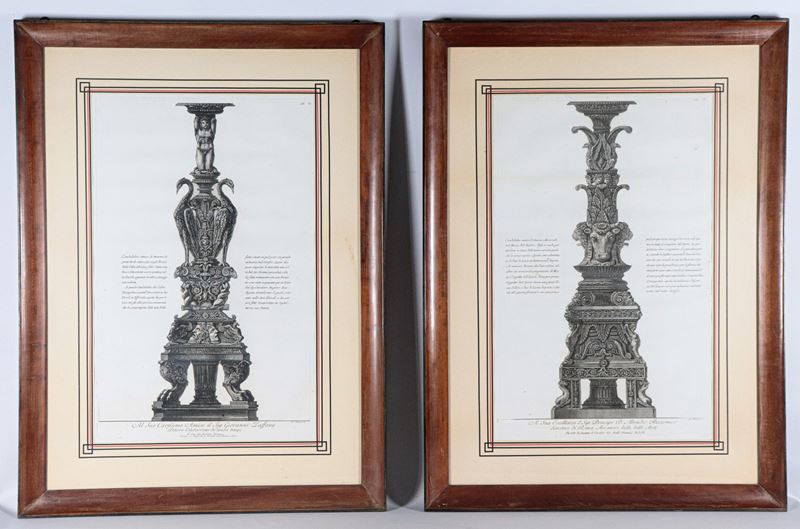"Candelabri antichi di marmo di gran mole ritrovati negli scavi della Villa Adriana nell'Anno 176...