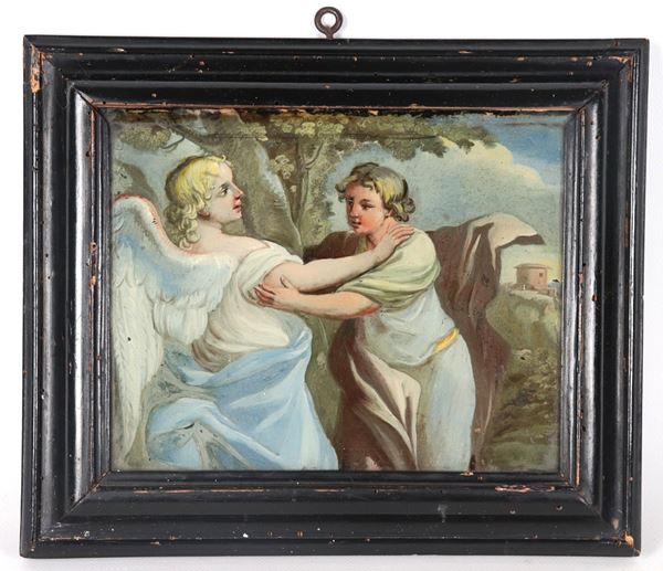 Scuola Napoletana Fine XVII Secolo - "Jacob wrestling with the angel"