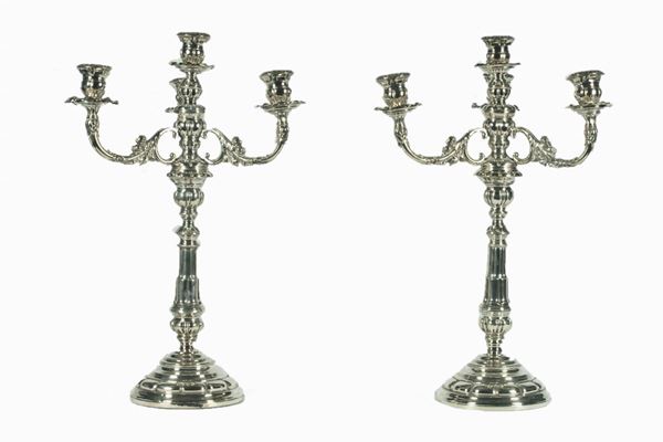 Pair of silver candelabra