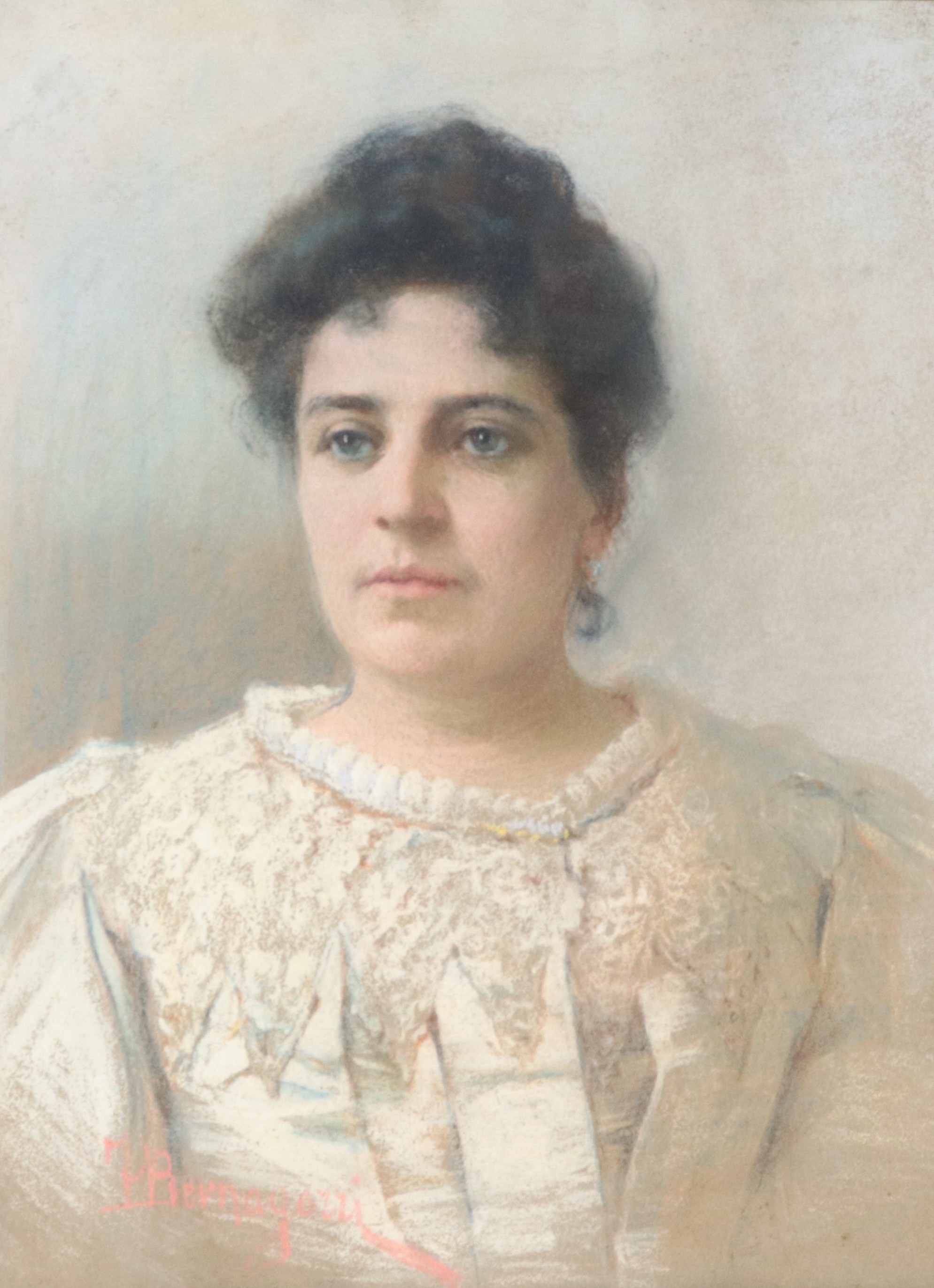 Firmato. "Ritratto di giovane nobildonna"