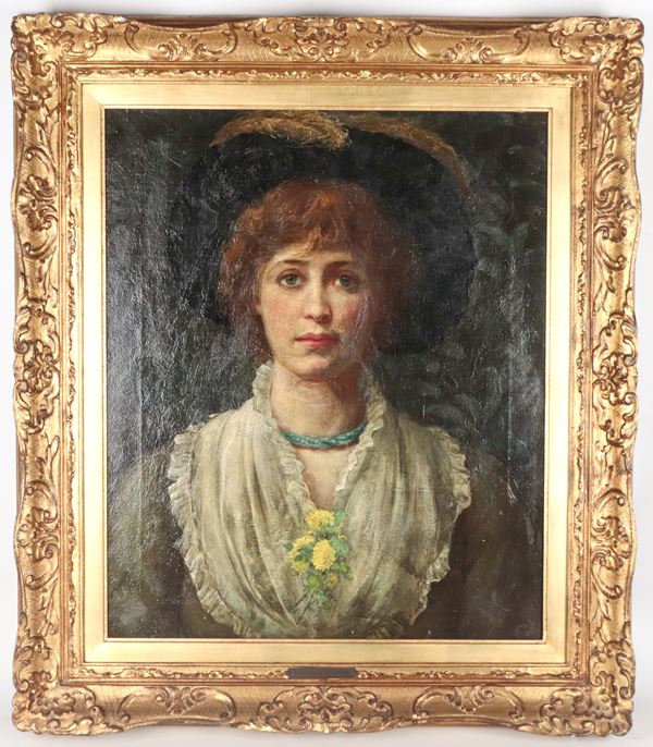 Angelo Dall'Oca Bianca - Att.to. "Portrait of a Girl with Hat and Shawl"