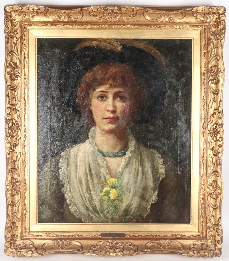 Att.to. "Ritratto di ragazza con cappello e scialle"
