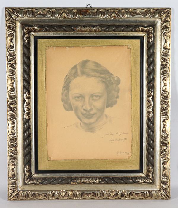 Pittore Italiano Inizio XX Secolo - Signed with dedication and dated Milan 1937. "Girl's Face"