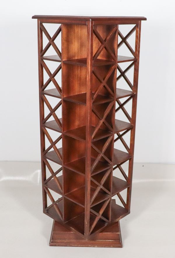 Revolving mahogany bookcase, square shape with series of compartments