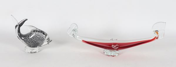 "Fish" and "Gondola", a lot of polychrome Murano glass