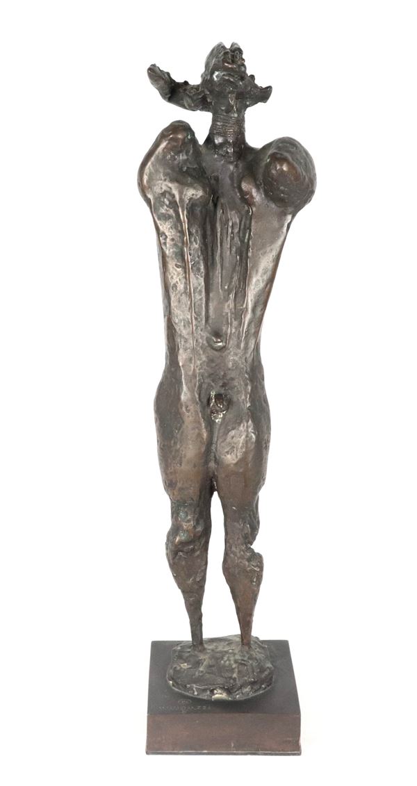 Luciano Minguzzi - Signed. "God of Baal," bronze sculpture.