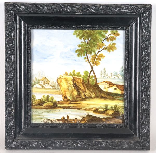 Castelli majolica tile "Landscape"