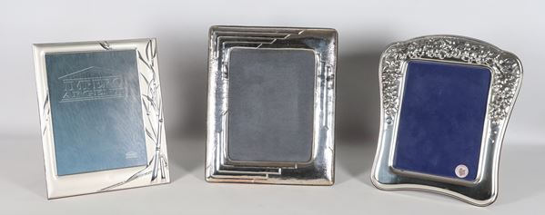 Lot of three large 925 silver picture frames, chiseled and embossed.