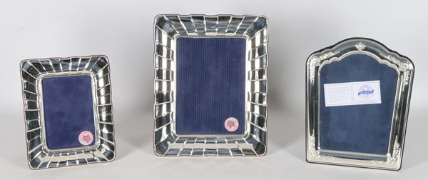 Lot of three 925 silver picture frames, chiseled and embossed