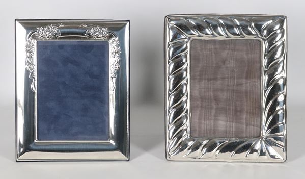 Lot of two 925 silver engraved and embossed picture frames 