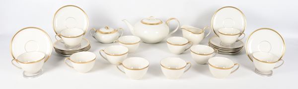 Hohenberg German porcelain tea set with pure gold edges (15 pieces)