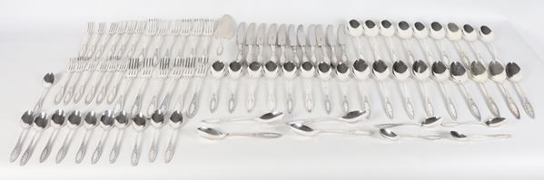 Antique silver-plated cutlery set, embossed and chiseled (81 pieces)
