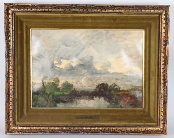 Pompeo Mariani - Signed. "Landscape before the storm"