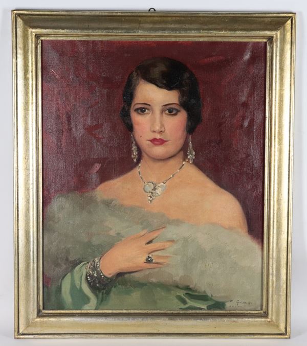 Francisco Gras - Signed and dated 1929. "Portrait of a Young Noblewoman"