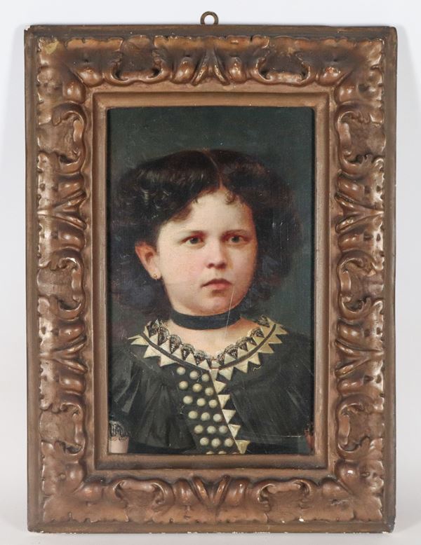 Pittore Italiano XIX Secolo - "Portrait of a Little Girl"