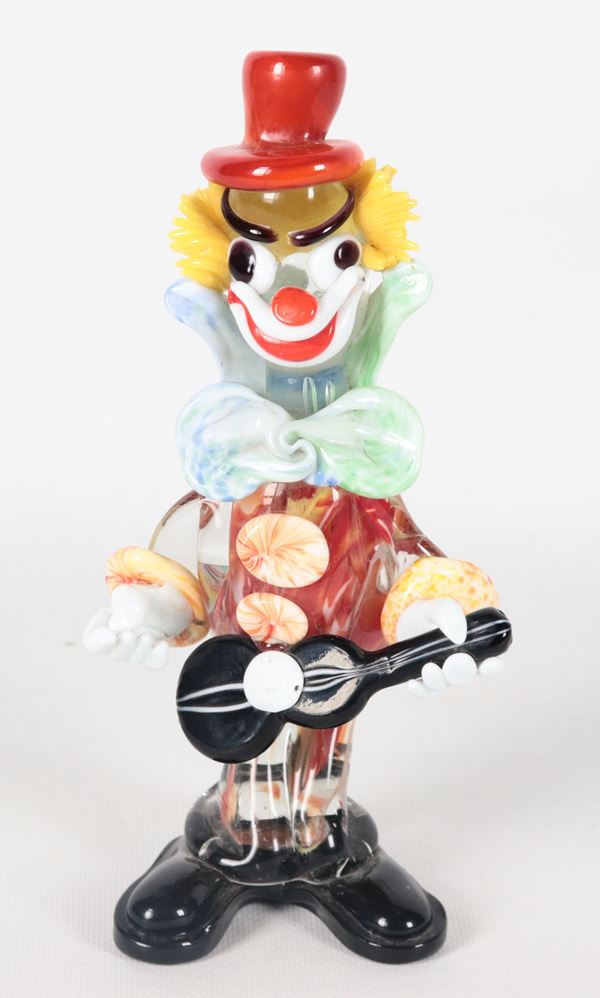 "Clown", a small sculpture in polychrome Murano glass