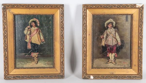 Pittore Francese Seconda Metà XIX Secolo - Signed. "Musketeers"