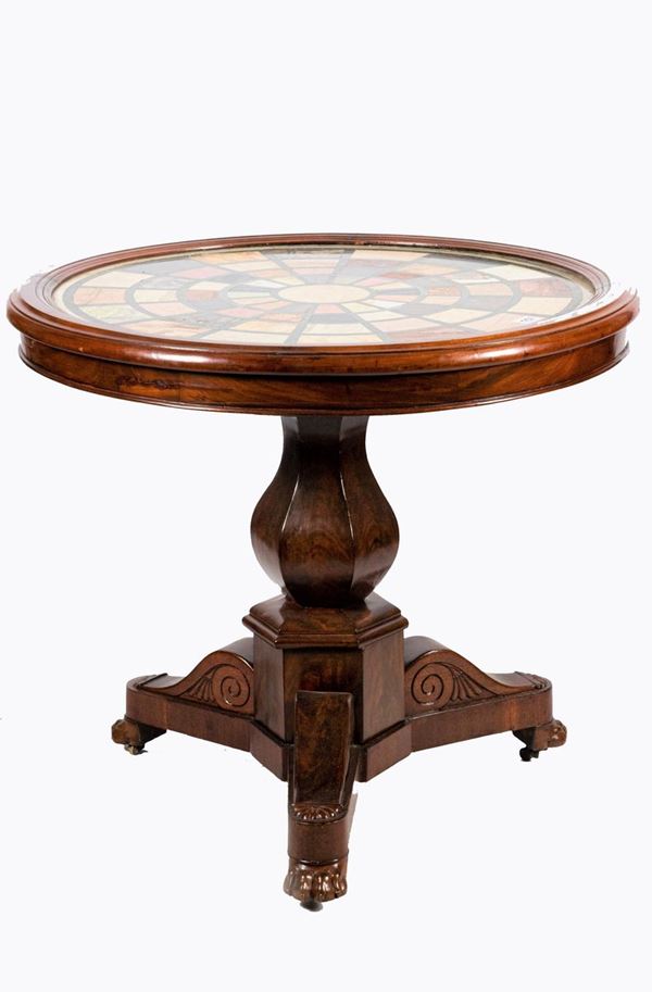 Empire center table in mahogany with marble top