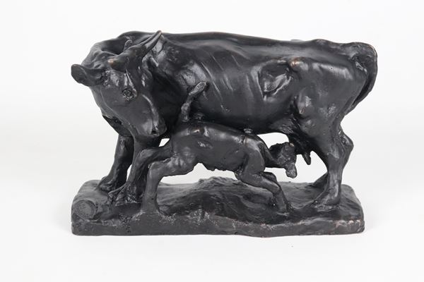 Antonio Ligabue - Signed. "The Nurse," a multiple bronze sculpture 643/1500. A certificate of guarantee is enclosed.