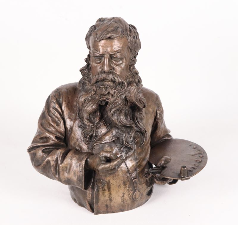 Att.to. "Ritratto a mezzo busto del pittore Meissonier", scultura in bonzo