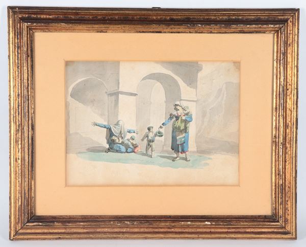 Bartolomeo Pinelli - "Boy receiving alms"