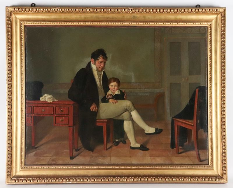 Bottega di. "Interno con gentiluomo e bambino"