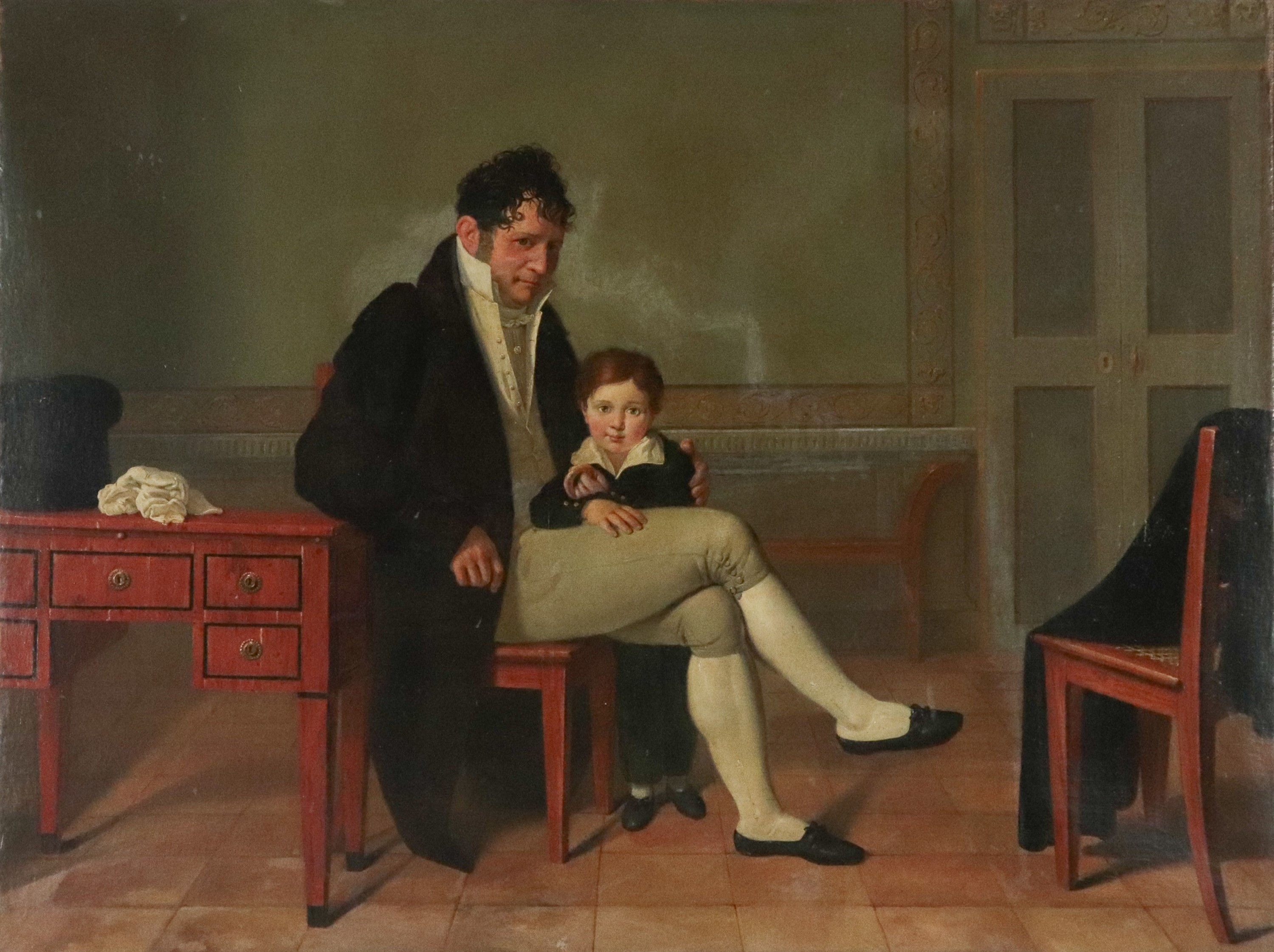 Bottega di. "Interno con gentiluomo e bambino"