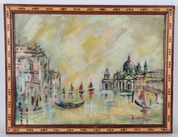 Renzo Nissim - Signed and dated 1984. "View of Venice with the Church of the Salute"