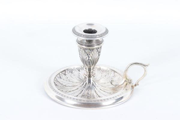 Antique chiseled and embossed silver candlestick with Empire motifs, 180g