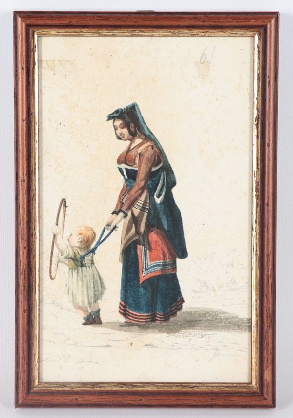 Signed. "Common Woman in Sonnino Costume"