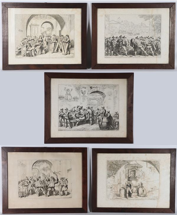 Bartolomeo Pinelli - Dated Rome 1830 - 1831. "Scenes of Roman popular life in the nineteenth century"