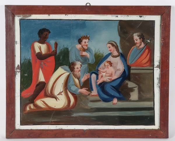 Scuola Napoletana Inizio XIX Secolo - "The Adoration of the Magi"