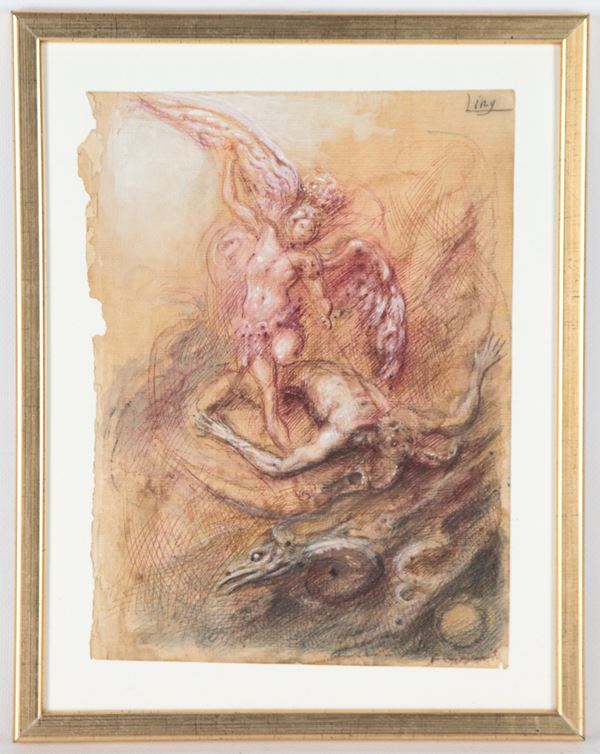 Signed. "Archangel Michael defeats Lucifer."