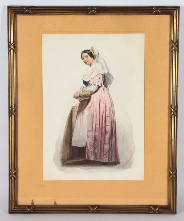 "Ciociara in costume with a basket"